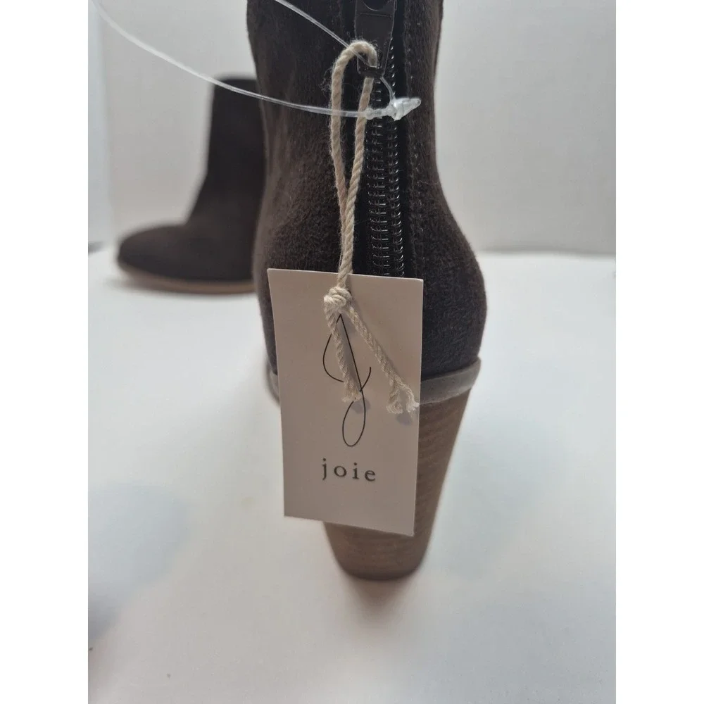 Joie Booties Womens 7.5M Brown Kayden Block Heel Back Zip Ankle Cowgirl Boot EUC